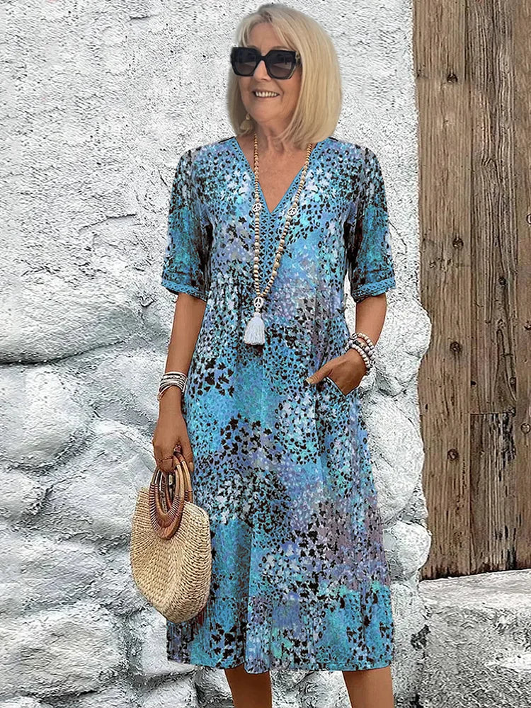 Elegant Floral Midi Dress – Hide Tummy, Show Grace