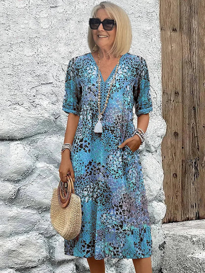 Elegant Floral Midi Dress – Hide Tummy, Show Grace
