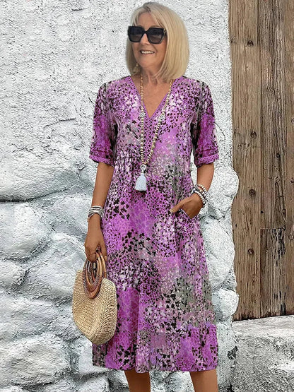Elegant Floral Midi Dress – Hide Tummy, Show Grace