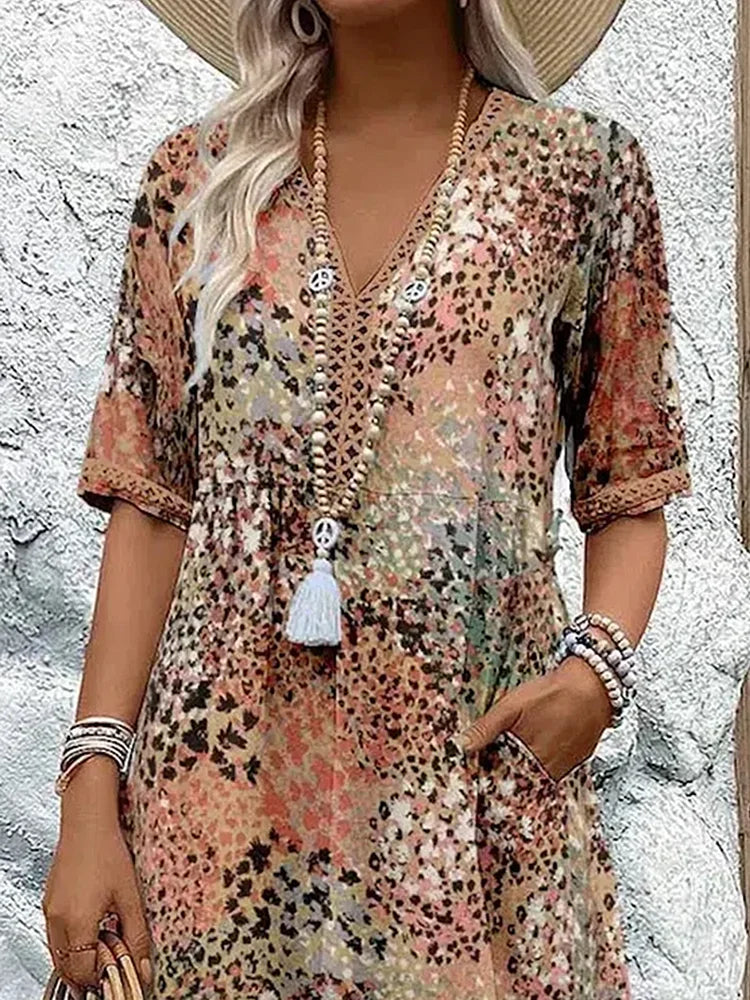 Elegant Floral Midi Dress – Hide Tummy, Show Grace
